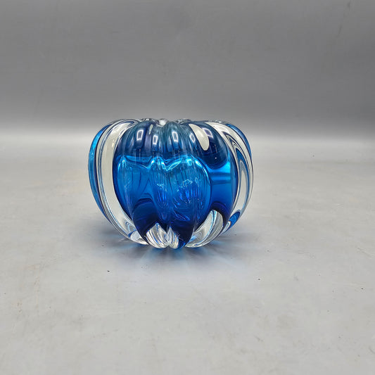 Clear and Blue Glass Paperweight