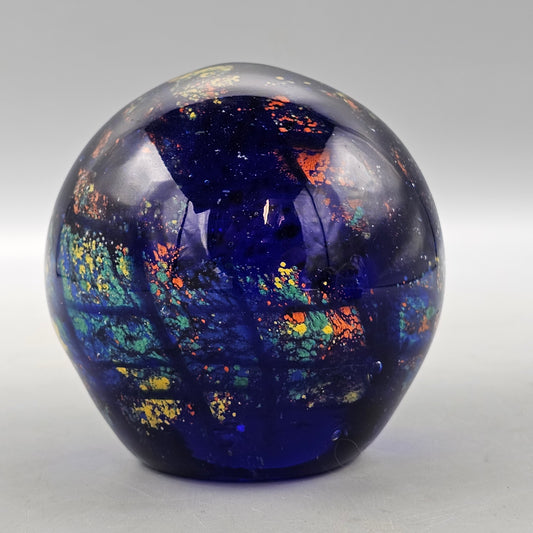 Art Glass Paperweight with Blue Background