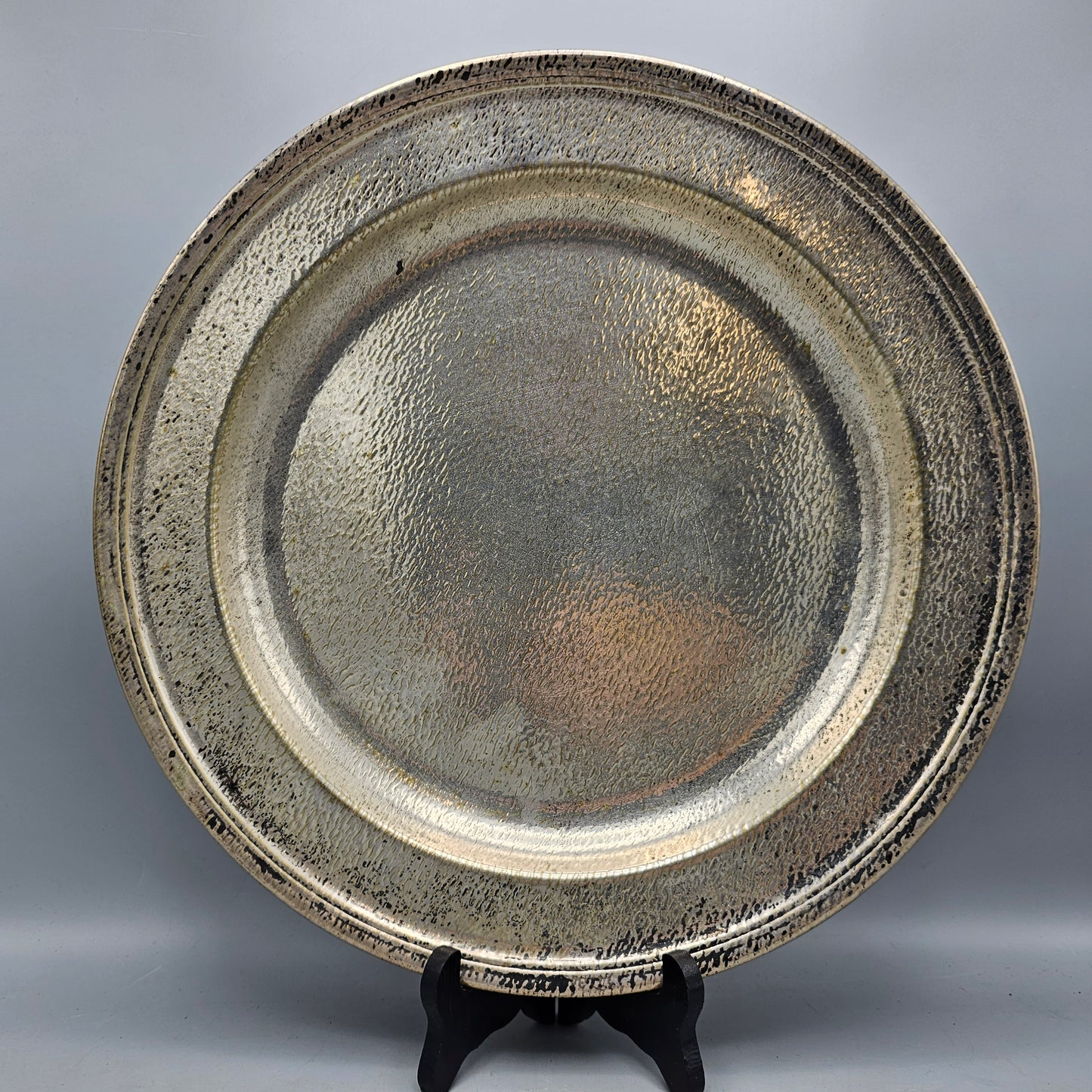 Vintage Round Silver Plate Hammered Tray