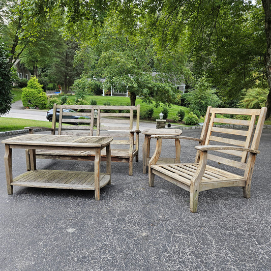 Teak Patio Conversation Set - Sofa, Chair, and Tables