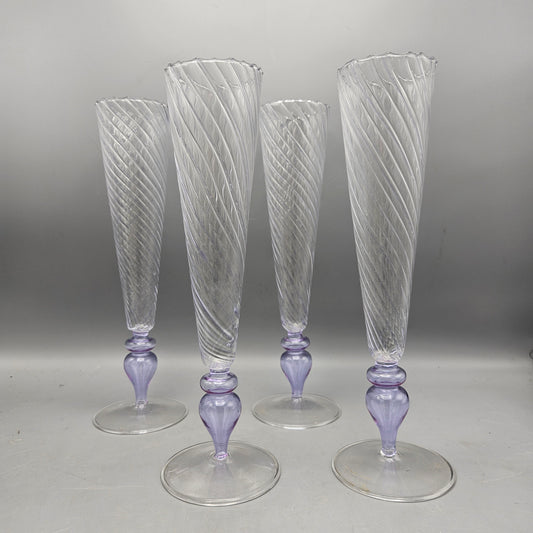 Abigails Isola Lavender Double Optic Champagne Flute (Set of 4)