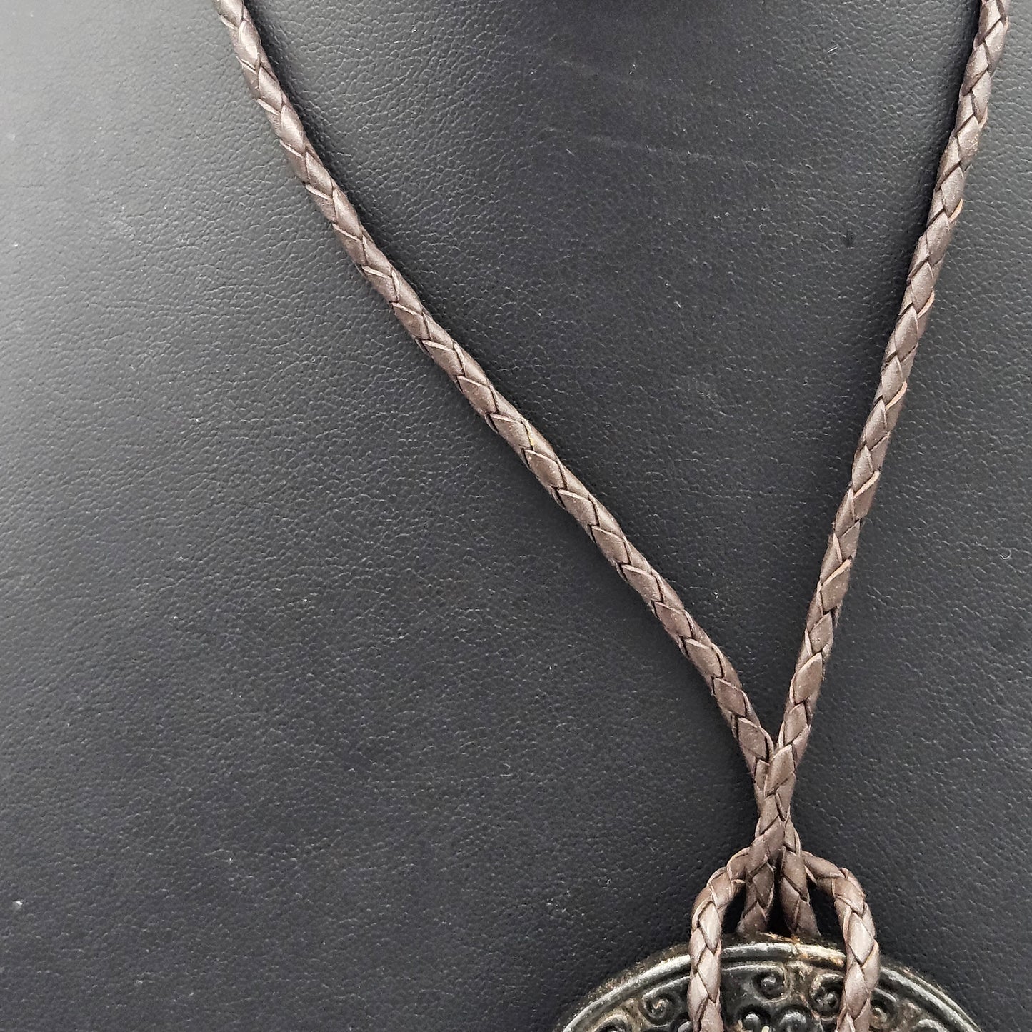 Vintage Carved Stone Necklace Pendant on Cord