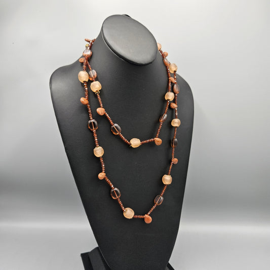 Brown & Pink Strand Necklace