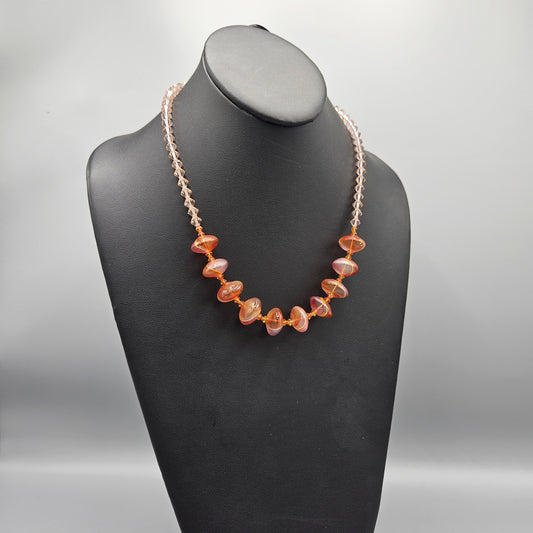 Vintage Murano Glass Pink Necklace with Sterling Clasp