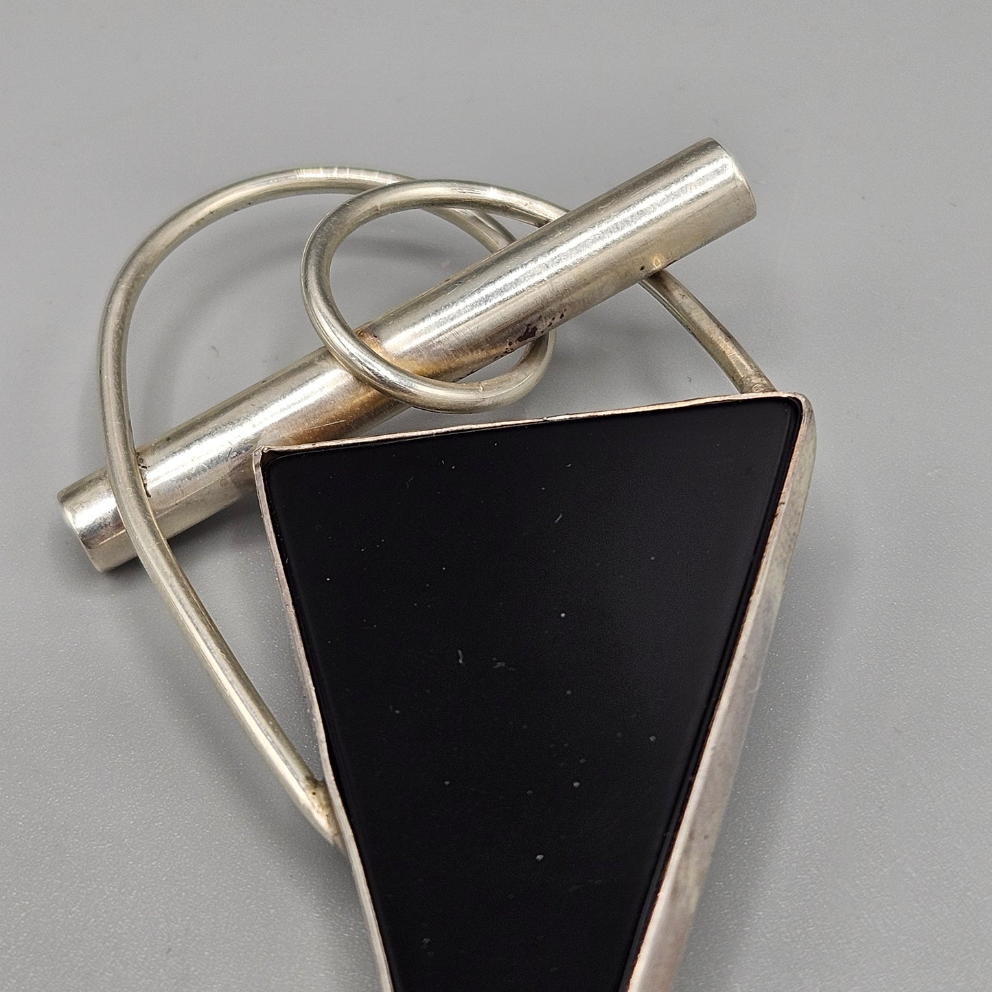 Designer Sterling & Black Onyx Geometric Pin