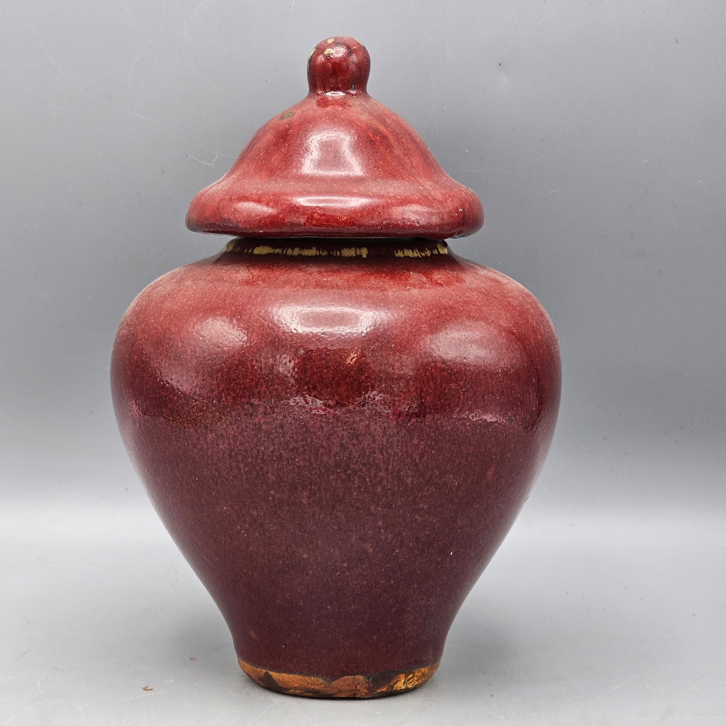 Chinese Ox Blood Red Cracked Glaze Ginger Jar