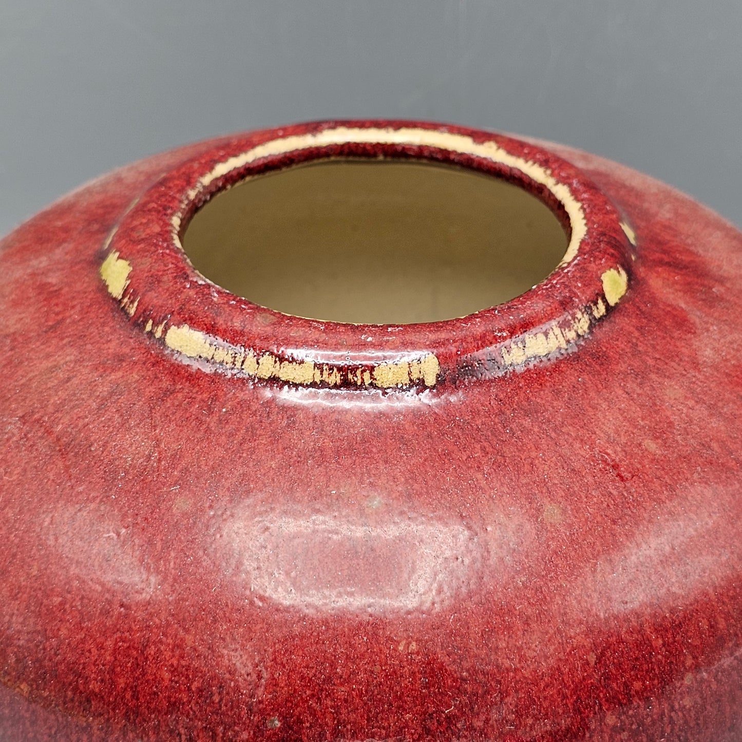 Chinese Ox Blood Red Cracked Glaze Ginger Jar