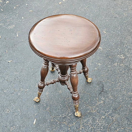 Antique Piano Stool with Claw Feet
