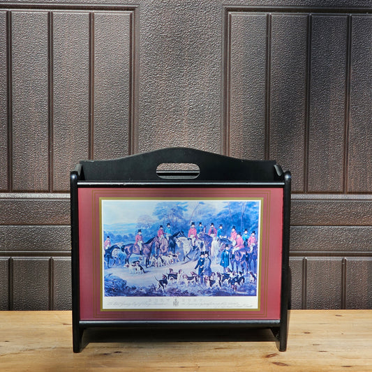Vintage Wooden Hunt Scene Magazine Rack