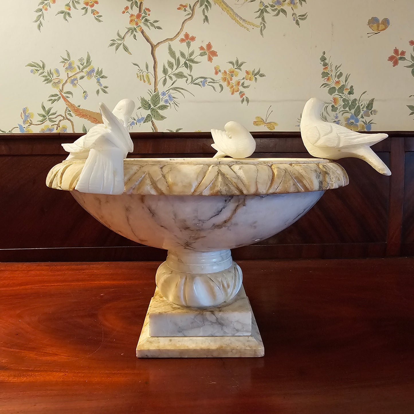 Italian Alabaster Centerpiece Classical Bird Bath Form ShopSBH