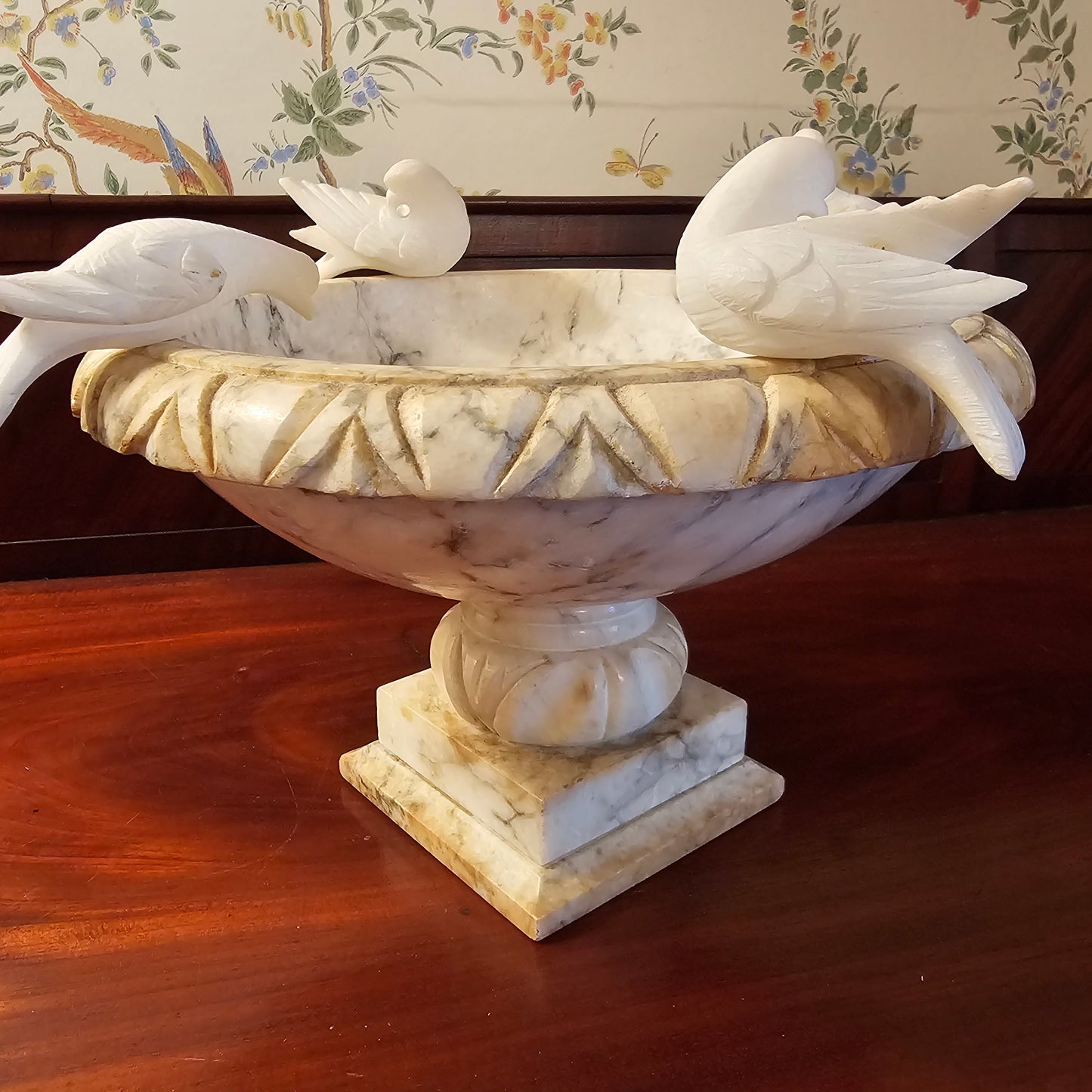 Italian Alabaster Centerpiece Classical Bird Bath Form ShopSBH