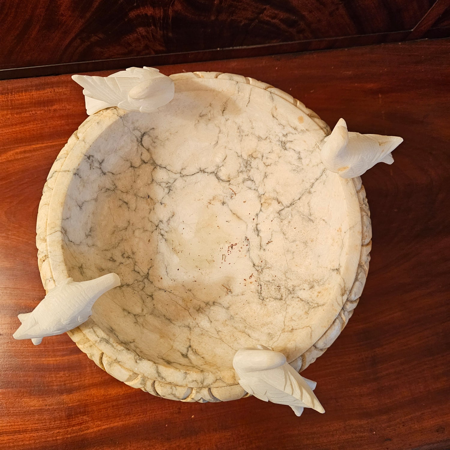 Italian Alabaster Centerpiece Classical Bird Bath Form ShopSBH