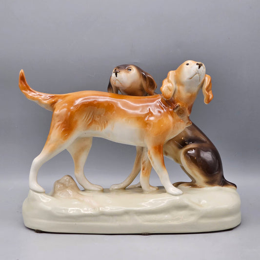 Royal Dux Czechoslovakia Porcelain Spaniel / Retriever Dogs Figurine