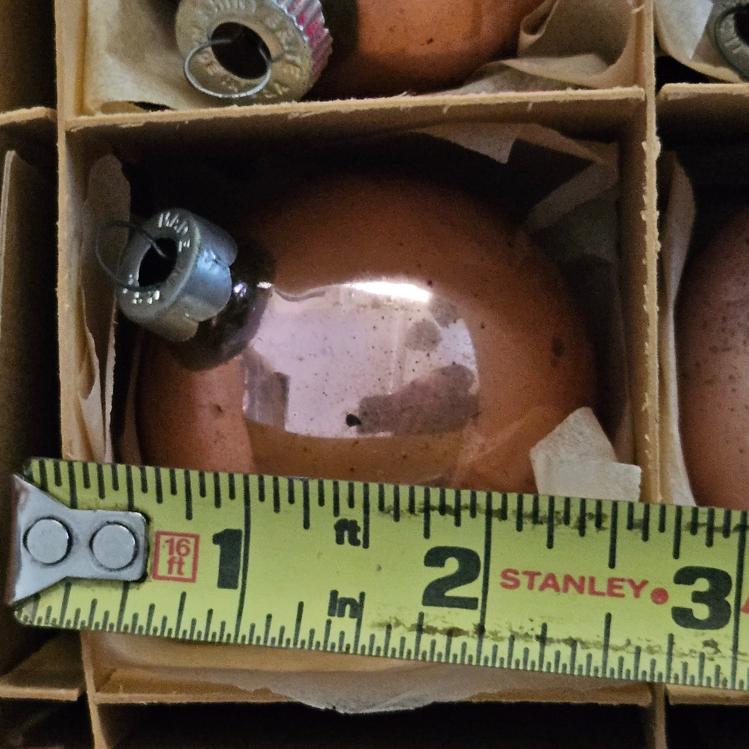 Vintage Peach Color Christmas Ornaments in Box ShopSBH