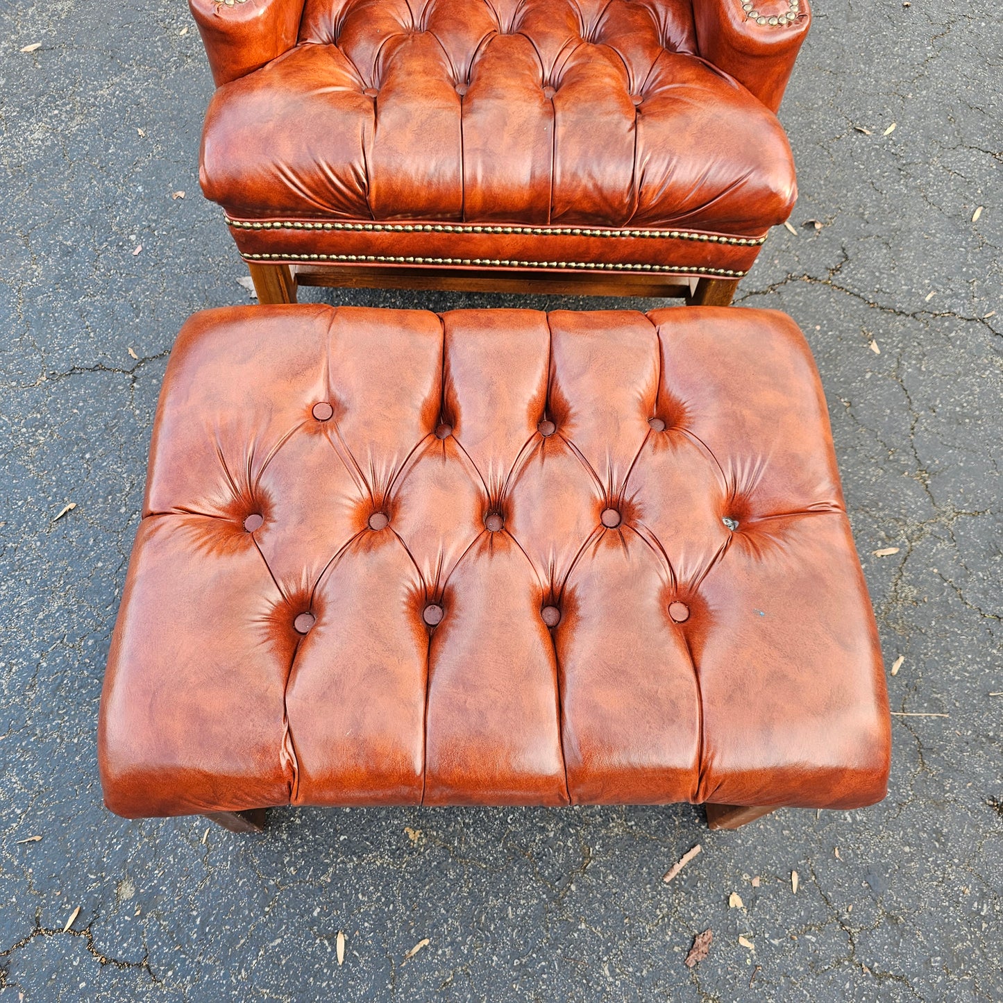 Leather Chesterfield Chair and Ottoman ShopSBH
