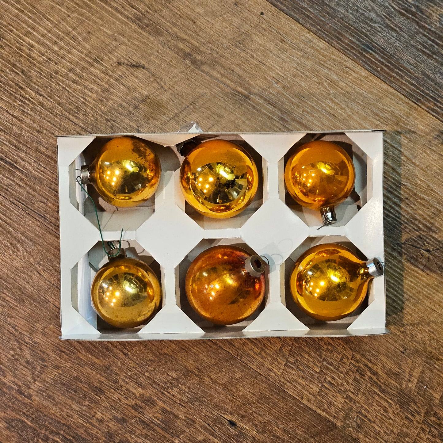 Vintage Gold Christmas Ornaments in Box ShopSBH