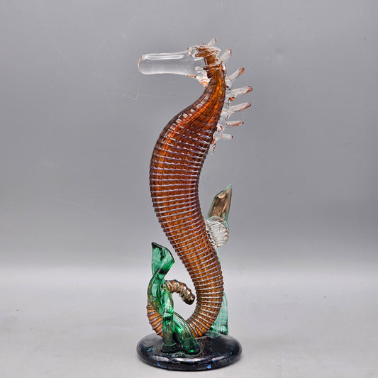 Wonderful Hand Blown Art Glass Seahorse Figure 9.25"