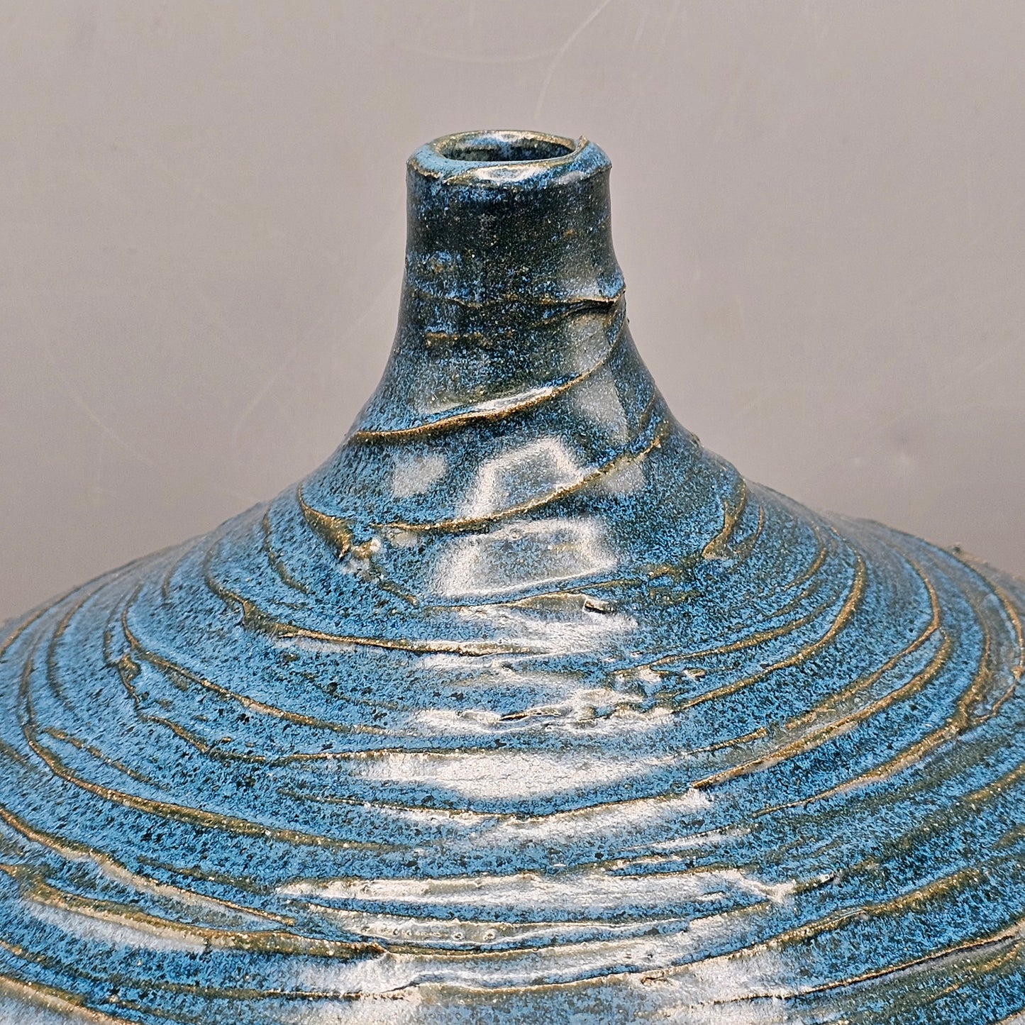 Large Studio Pottery Blue Vessel - Aldo Londi Style