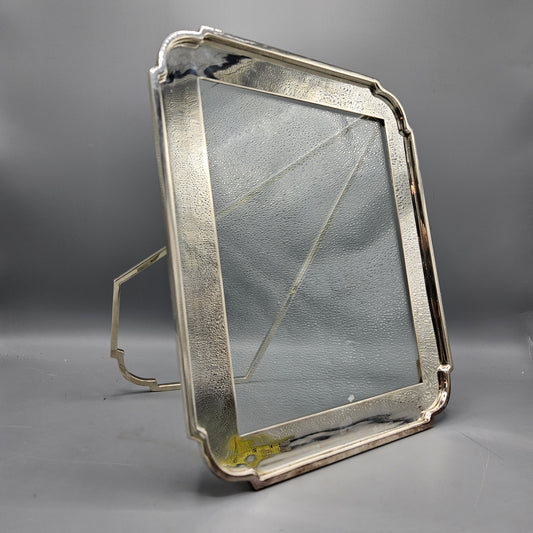 Large Silverplated Double Glass Frame with Easel ~ 10" x 8"