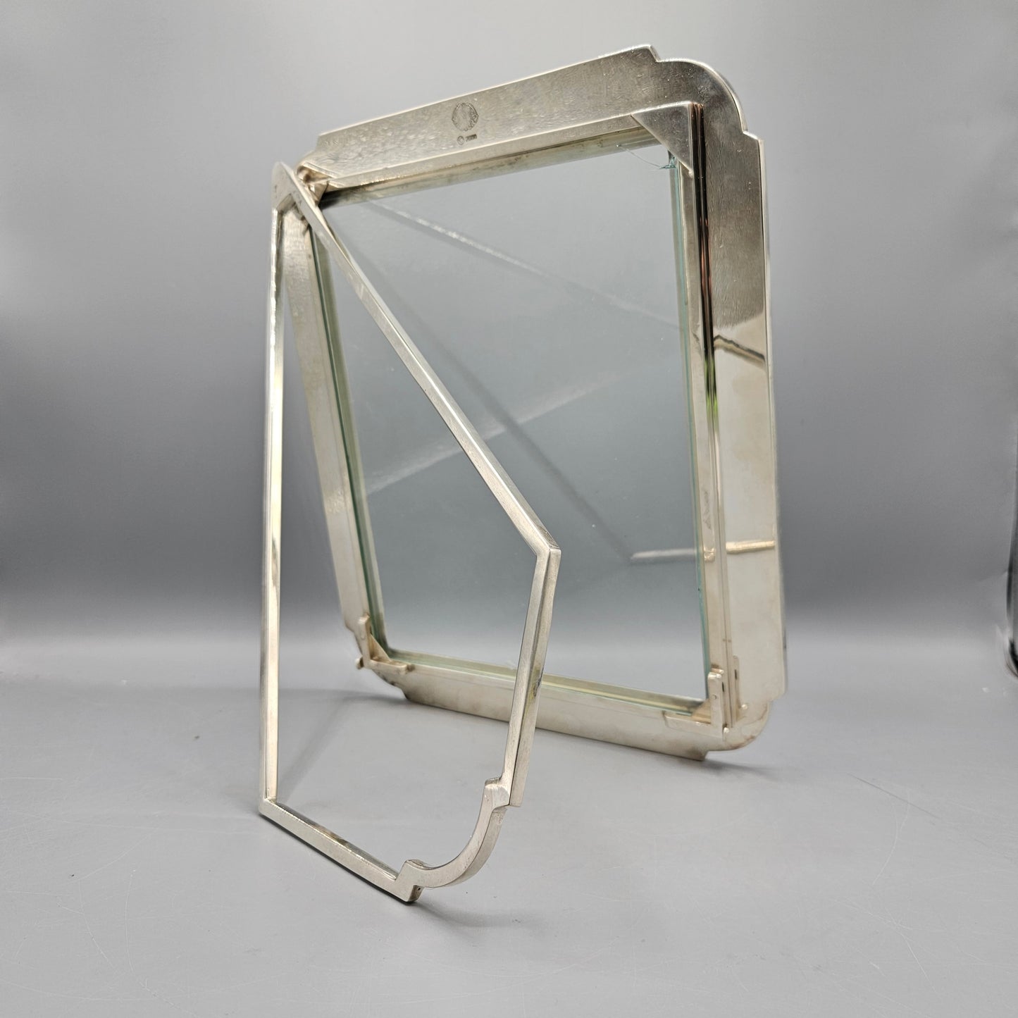 Large Silverplated Double Glass Frame with Easel ~ 10" x 8"