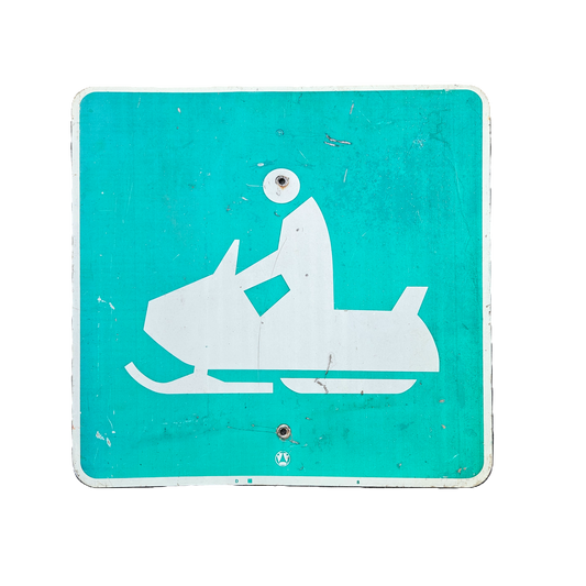 Vintage Metal Snowmobile Route Sign