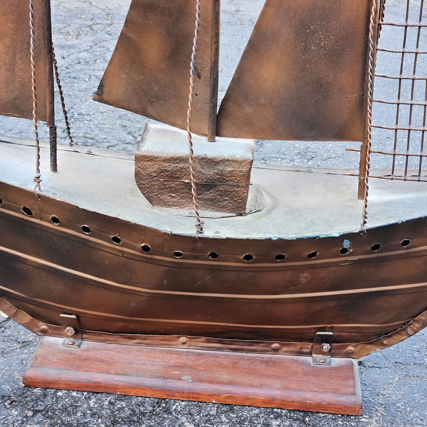 Vintage Copper Boat Sculpture Home Decor