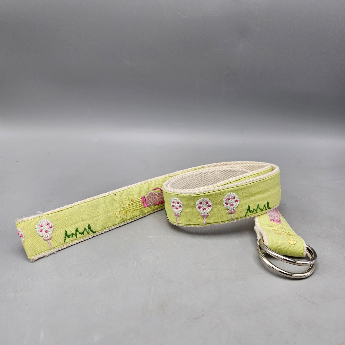 Green Embroidered Belt with Golf Motif Size Small