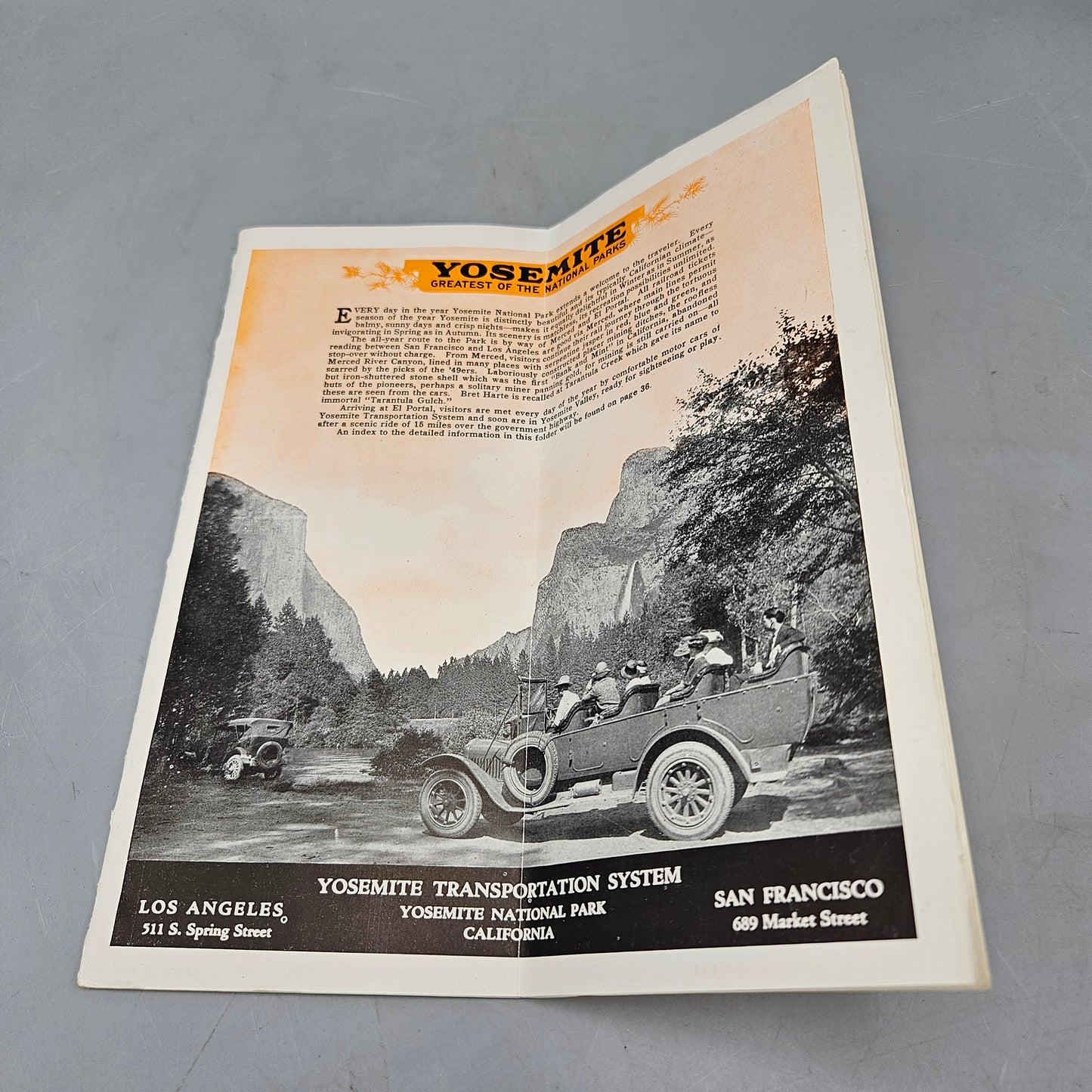 1923 Yosemite National Park Guide YTS Tour Tioga Pass Route