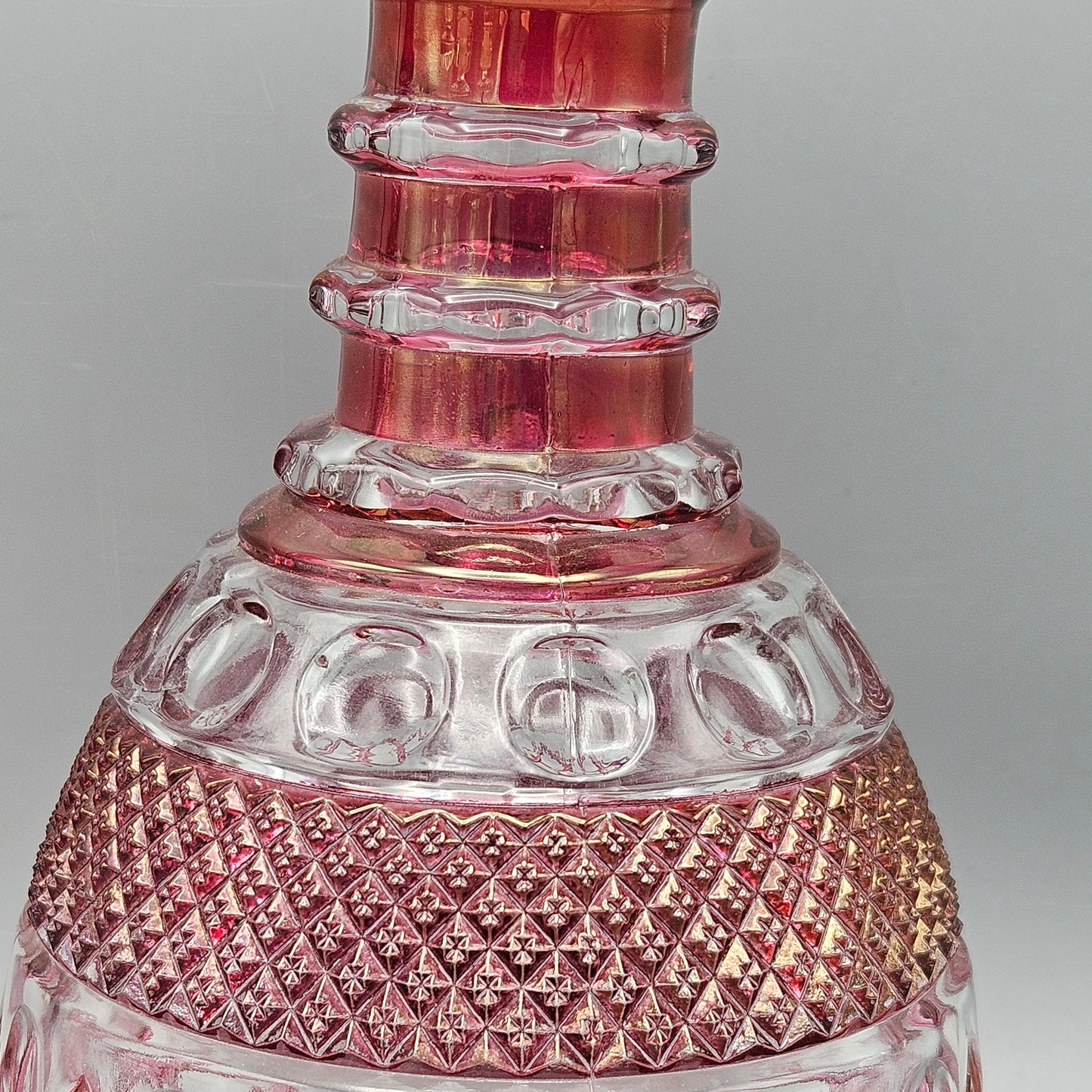 Vintage Cranberry Cut to Clear Decanter ~ 2 Available