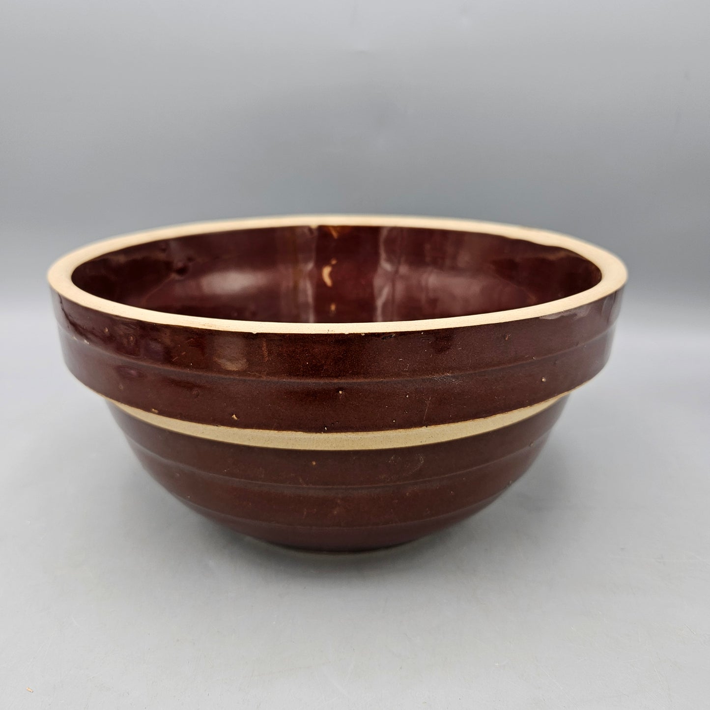 Vintage Brown Stoneware Mixing Bowl