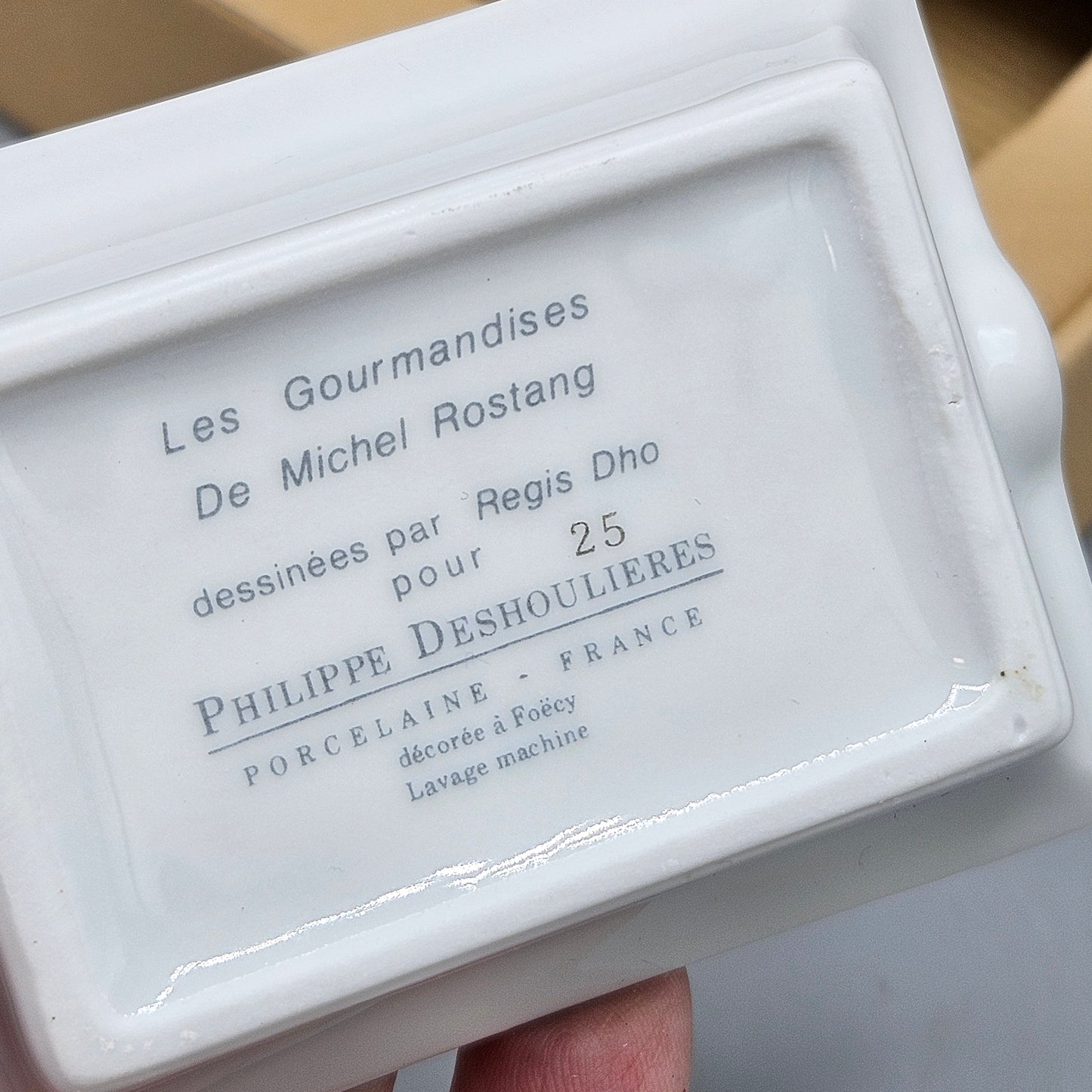 Set of 4 Les Gourmandises De Michel Rostang by Philippe Deshoulieres Porcelain Ashtrays in Box