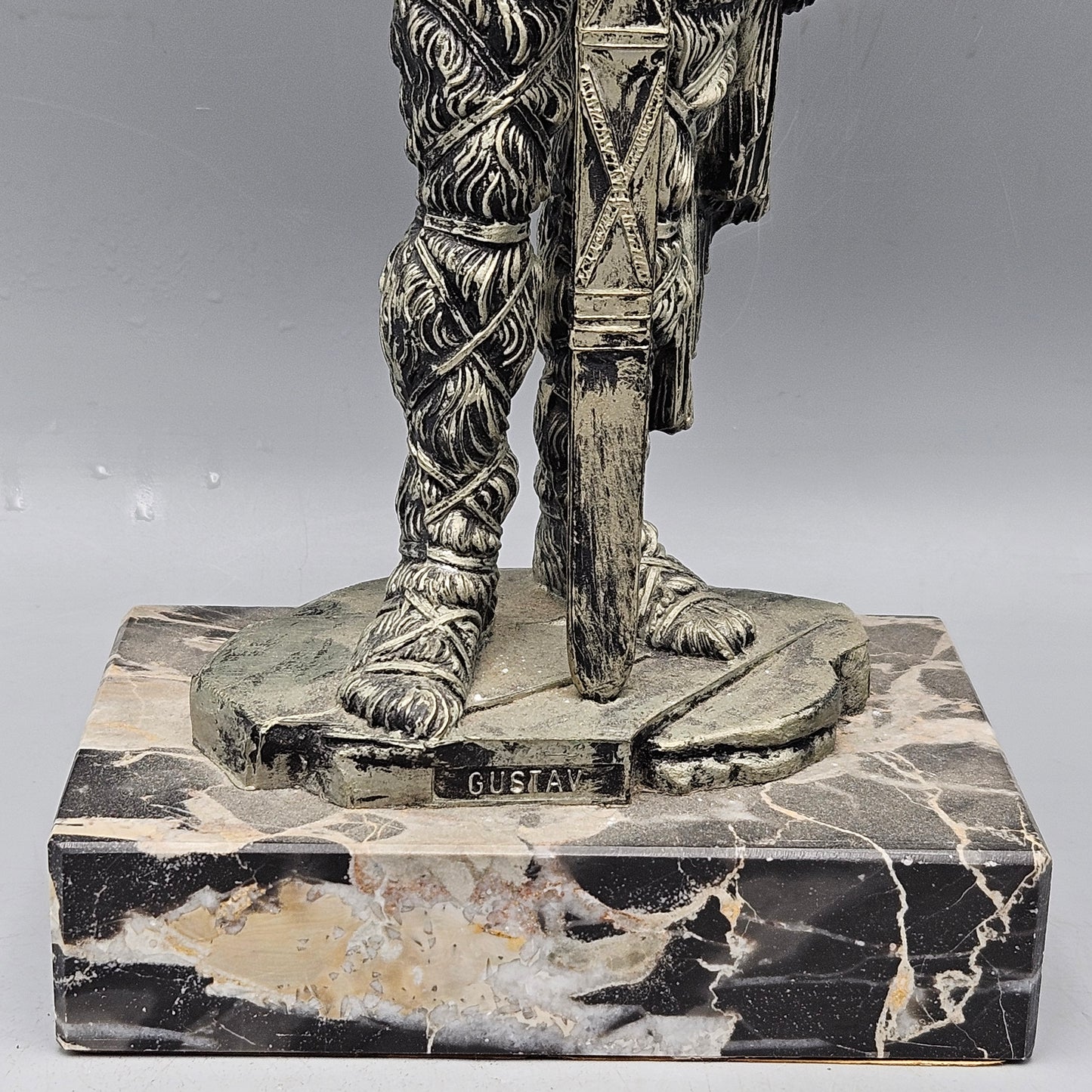Zeus Statue by Gustav on Marble Stand Made in Italy