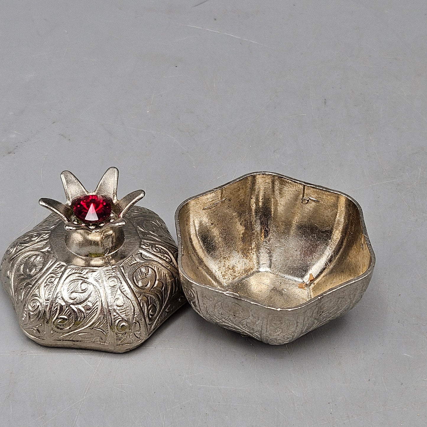 Silver Plate Pomegranate Trinket Box