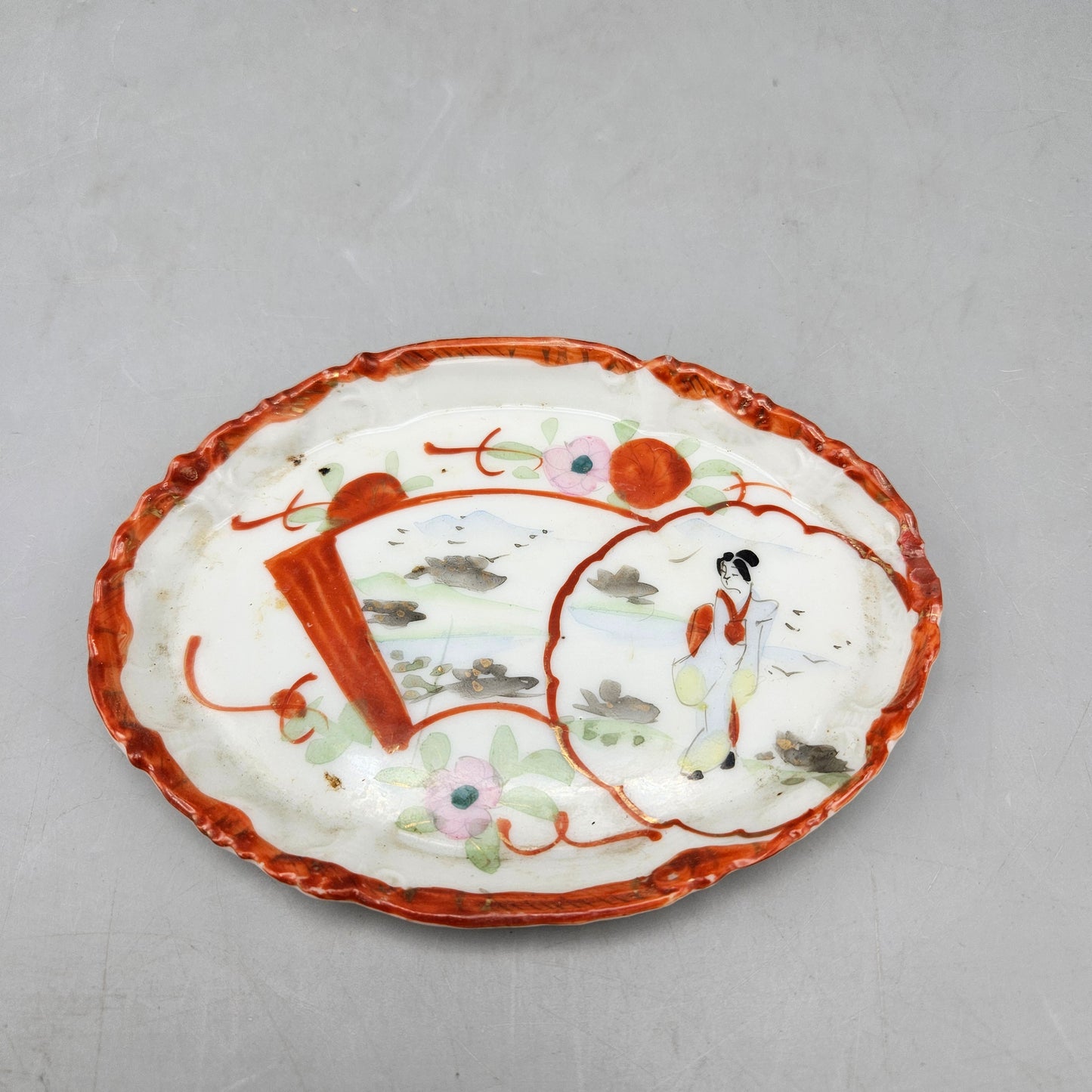 Small Asian Vintage Hand Painted Plate with Geisha