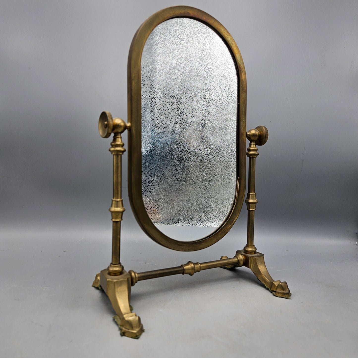 Vintage Petit Brass Cheval Vanity Mirror