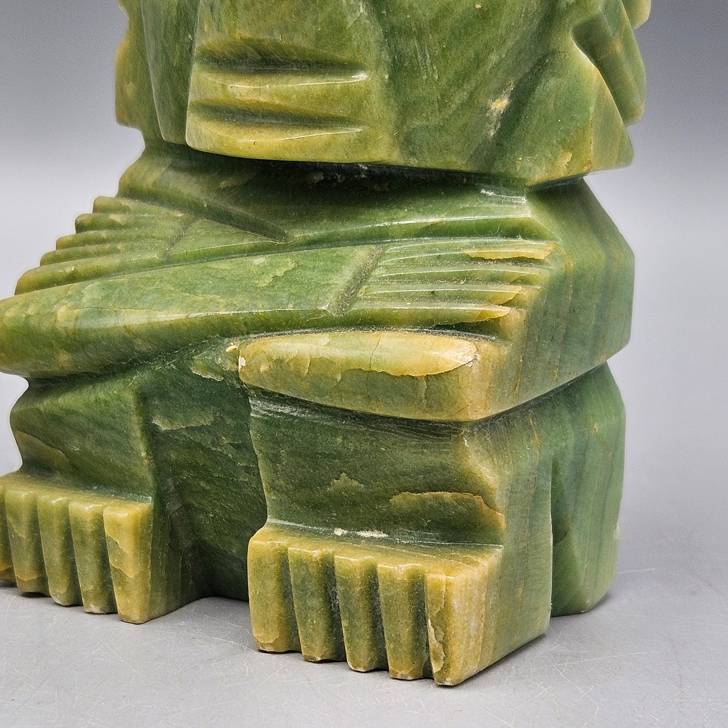 Pair of Vintage Carved Stone Green Marble Figure Bookends