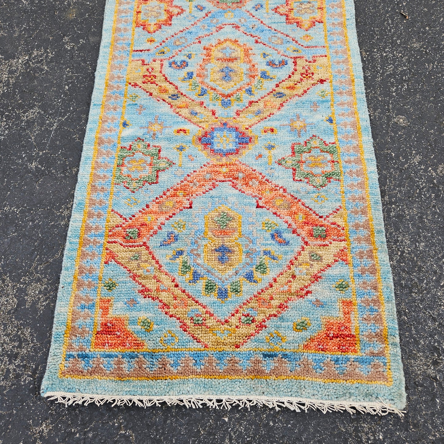 100% Wool Hand Knotted Beautiful Multi Colored Runner Rug / Carpet- 2' 6" x 8'