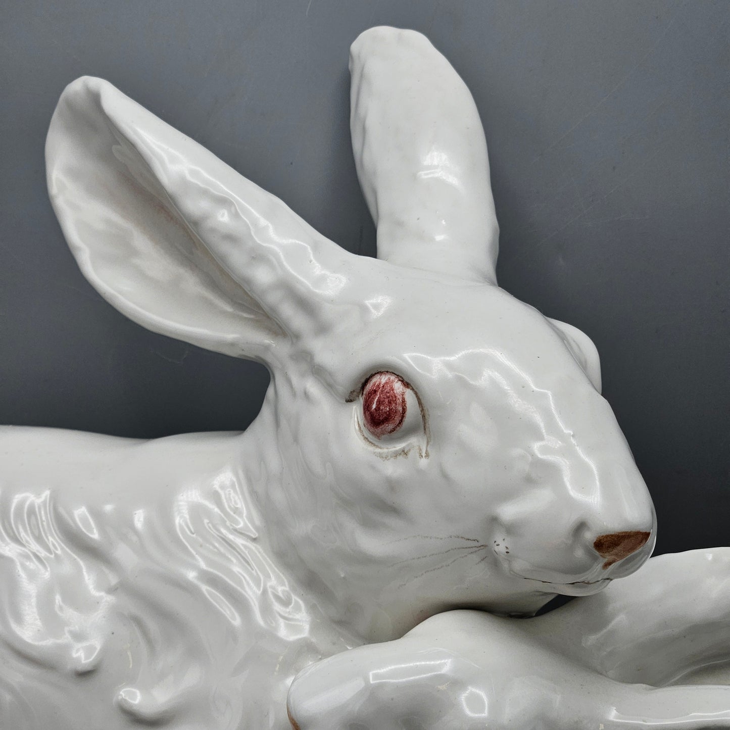 Beautiful Italian Mama & Baby Bunny Ceramic Sculpture