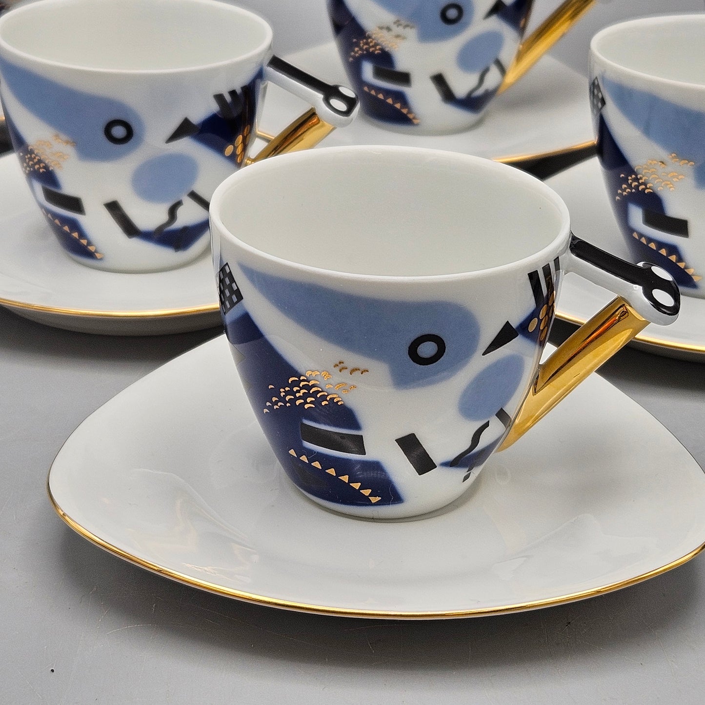 Set of Atelier Lesov Delta Decor Trigonometric Mocca Shape Tea Set by J Lastovicka
