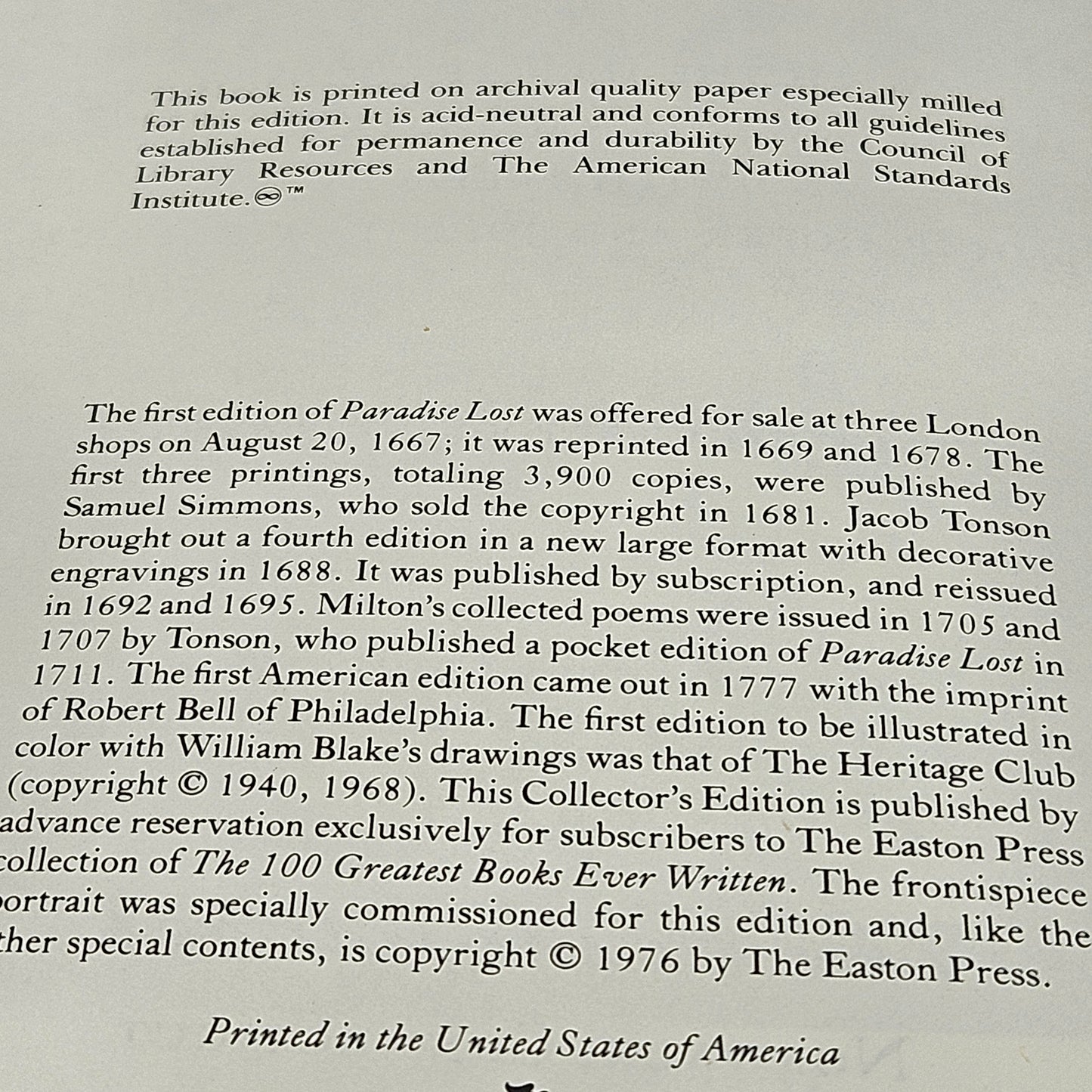 Book: Easton Press Paradise Lost by John Milton