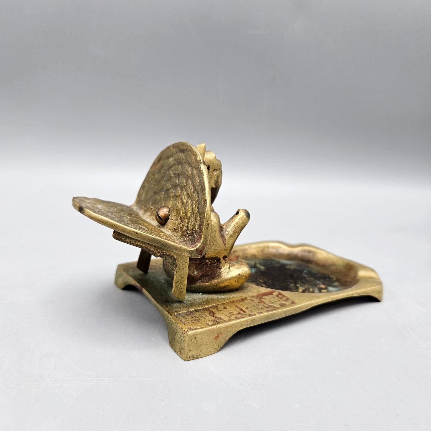 Vintage Korean Brass Koi Pond Ashtray ShopSBH