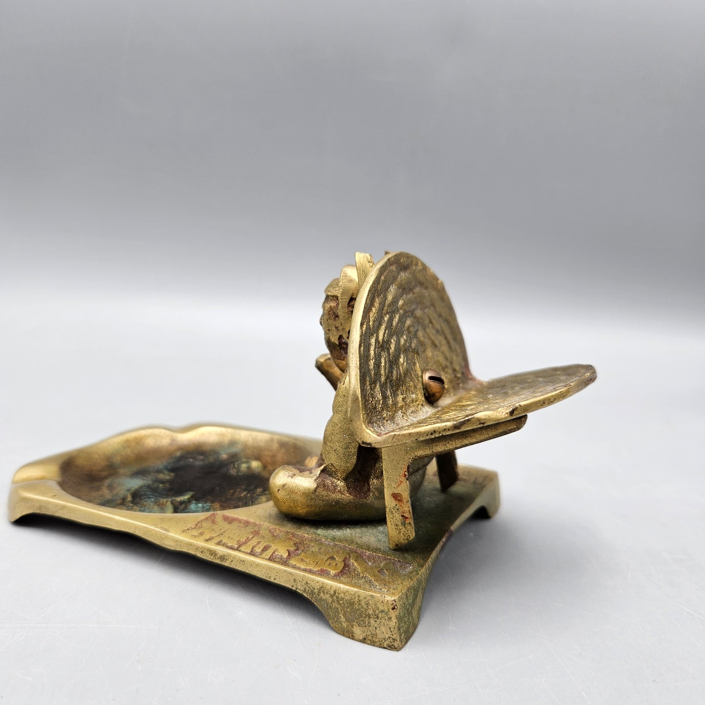 Vintage Korean Brass Koi Pond Ashtray ShopSBH