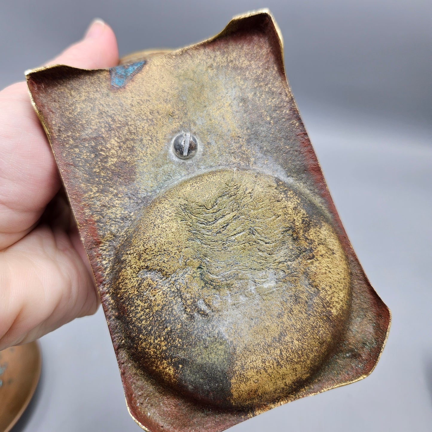 Vintage Korean Brass Koi Pond Ashtray ShopSBH