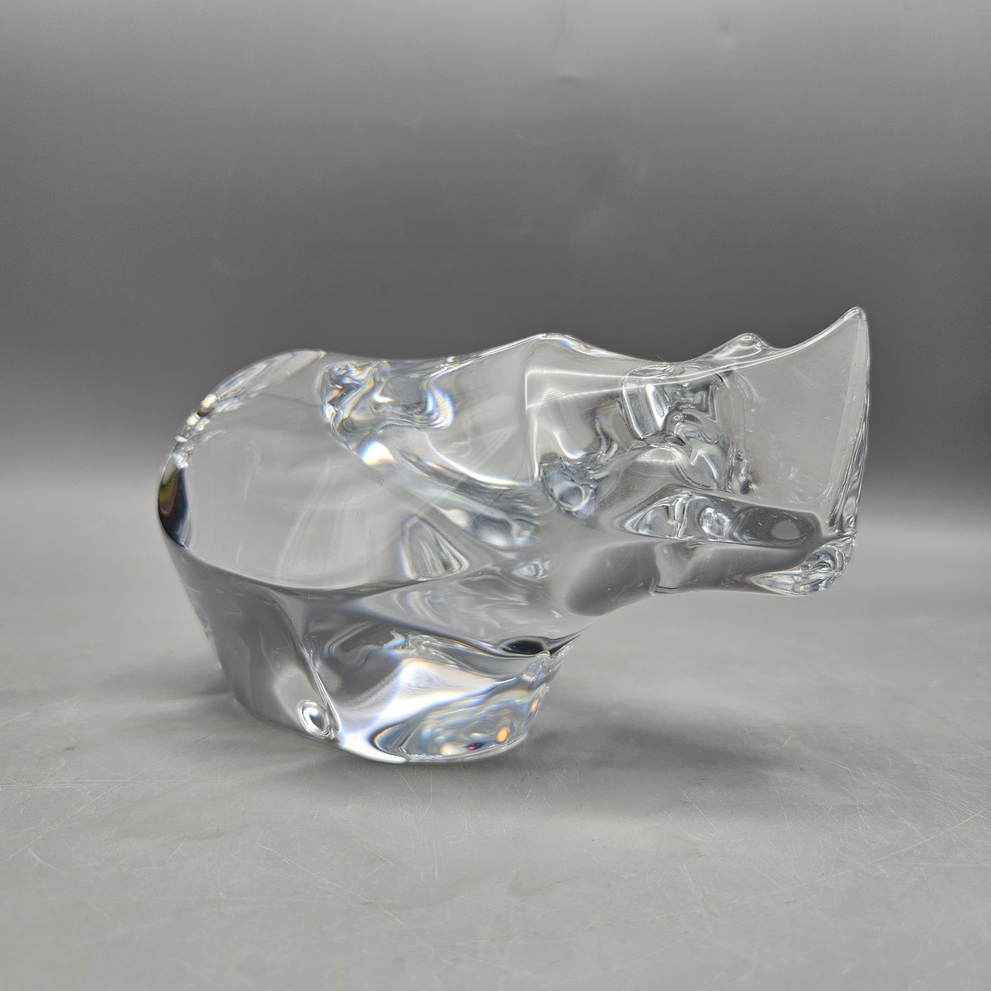 Vintage Hoya Rhino Glass Crystal Figurine Signed Neil Cohen