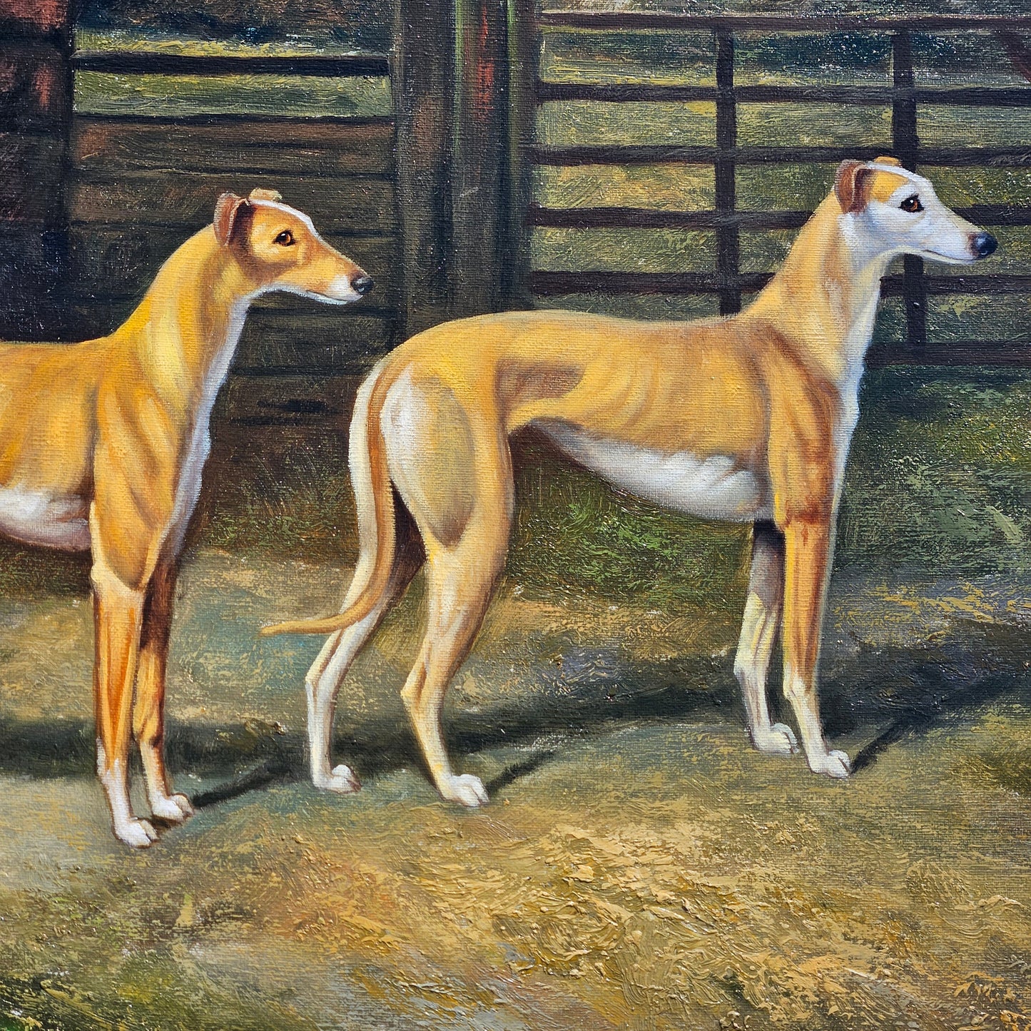Chelsea House Whippets Dogs Oil Painting on Canvas