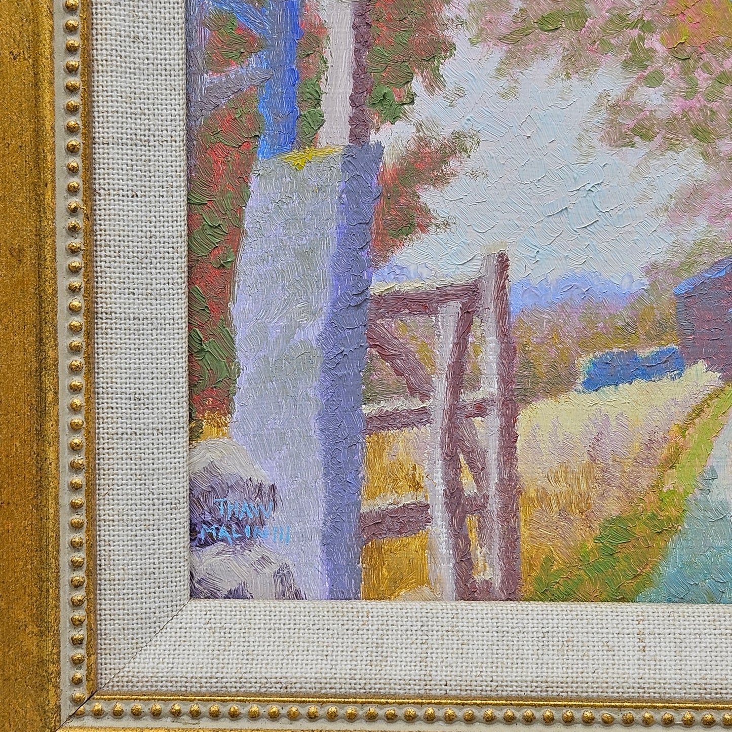 Vintage Signed Oil on Board "Lanes End" by Thaw Malin