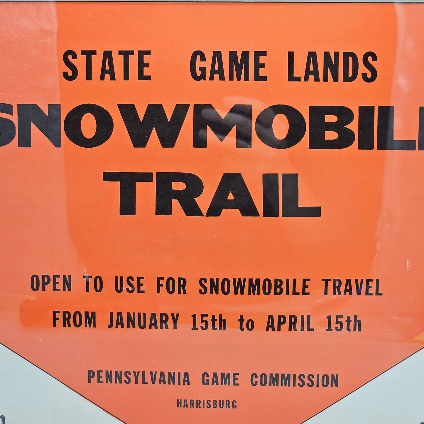 Vintage Framed Pennsylvania Game Commission Snowmobile Trail