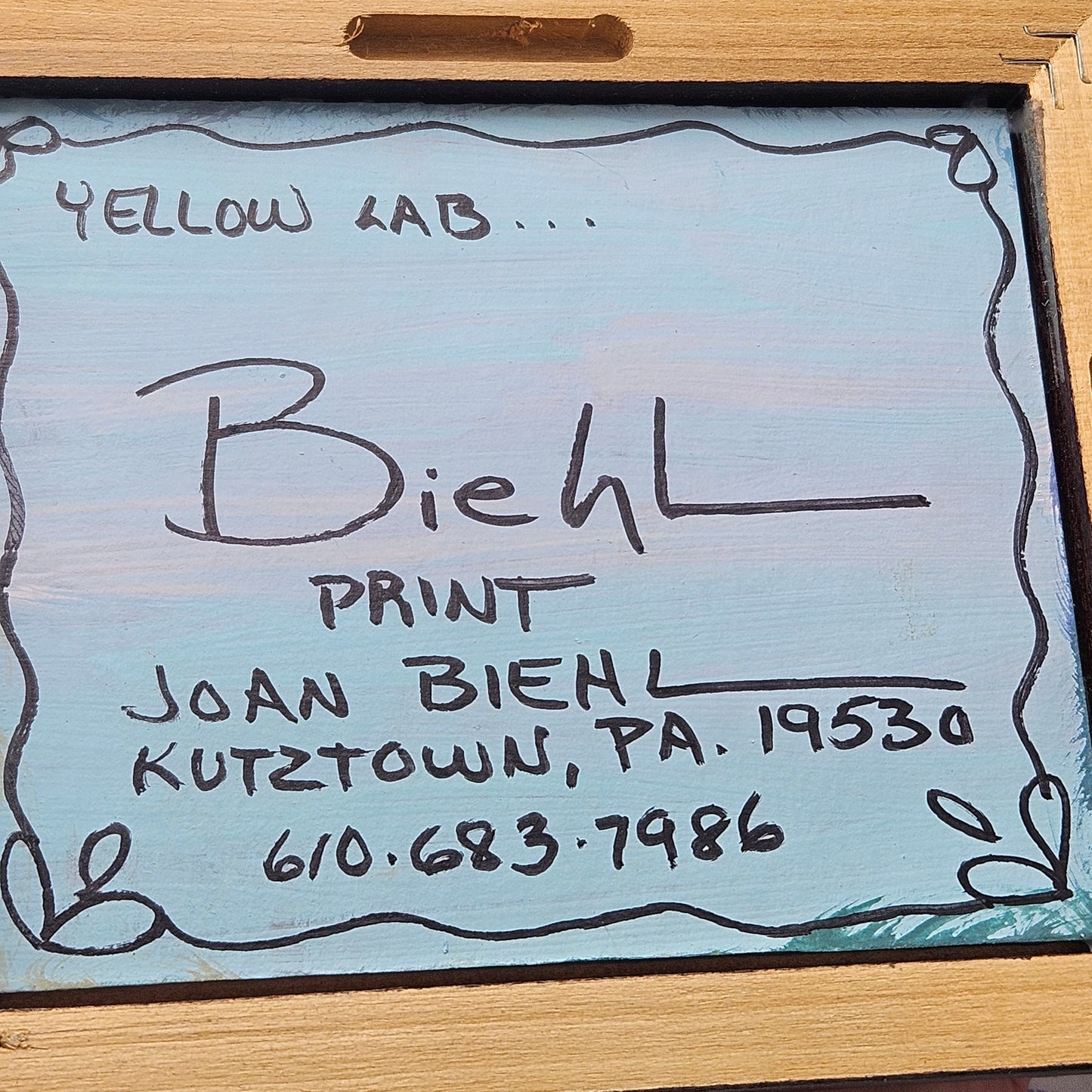 Adorable Yellow Labrador Dog Artwork on Board by Joan Biehl