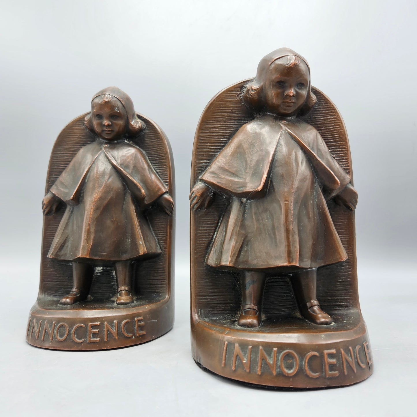 Antique JB Jennings Bros Innocence Bronze Clad Bookends