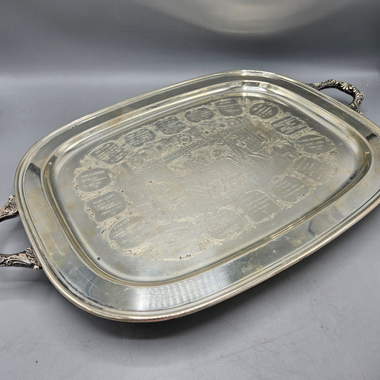 Vintage 1960s Silver Plate Cocktail Tray with Cocktail Recipes Form by Andover Silver